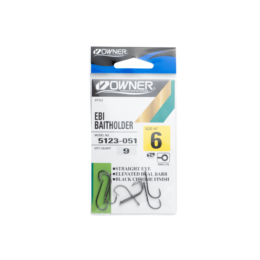 Owner Ebi Baitholder Hooks (Size 6, 9-Pack)